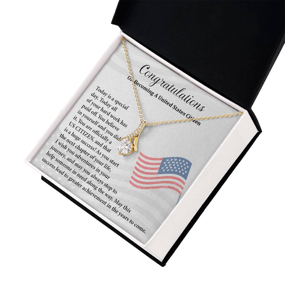 Congratulations Necklace For New U.s. Citizen Gift For New U.s. Patriot Necklace For New Journey As U.s. Citizen Gift For U.s. Citizenship Ceremony Necklace With Message Of Success Necklace For New Chapter In Life Gift For U.s. Patriot