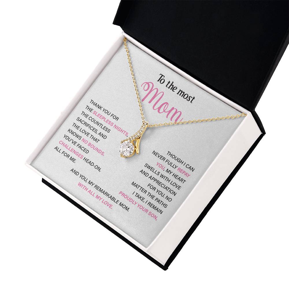 To The Most Mom Best Mother’s Day Jewelry Gift Birthday Necklace Gift Anniversary Necklace Gift Thoughtful Christmas Necklace Gift Appreciation Jewelry Gift Special Necklace Gift Special Pendant Necklace Gift Jewelry Gift With Message Card