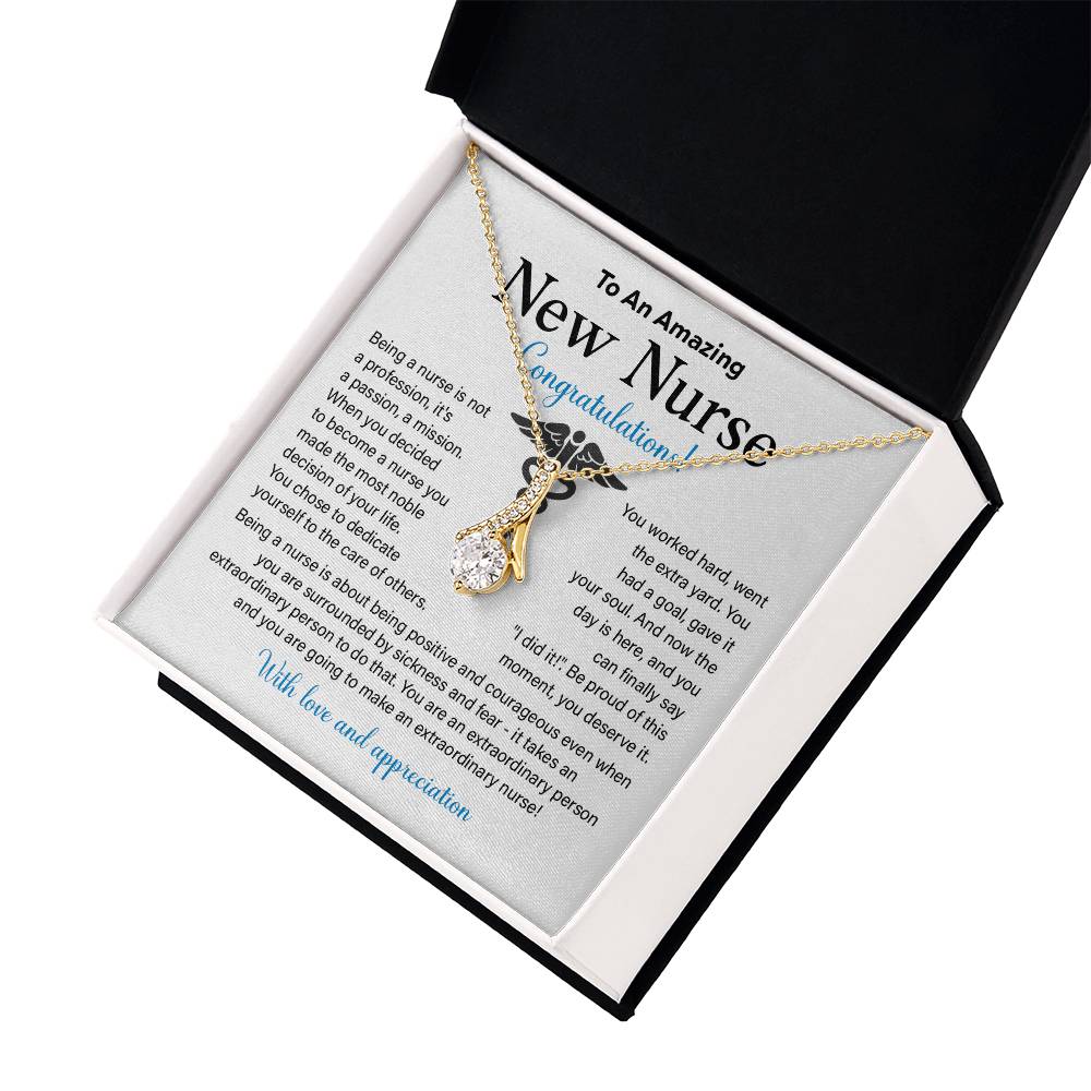 New Nurse Necklace Gift with Congratulations Card