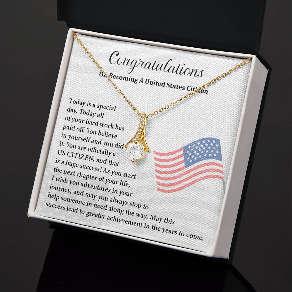 Congratulations Necklace For New U.s. Citizen Gift For New U.s. Patriot Necklace For New Journey As U.s. Citizen Gift For U.s. Citizenship Ceremony Necklace With Message Of Success Necklace For New Chapter In Life Gift For U.s. Patriot