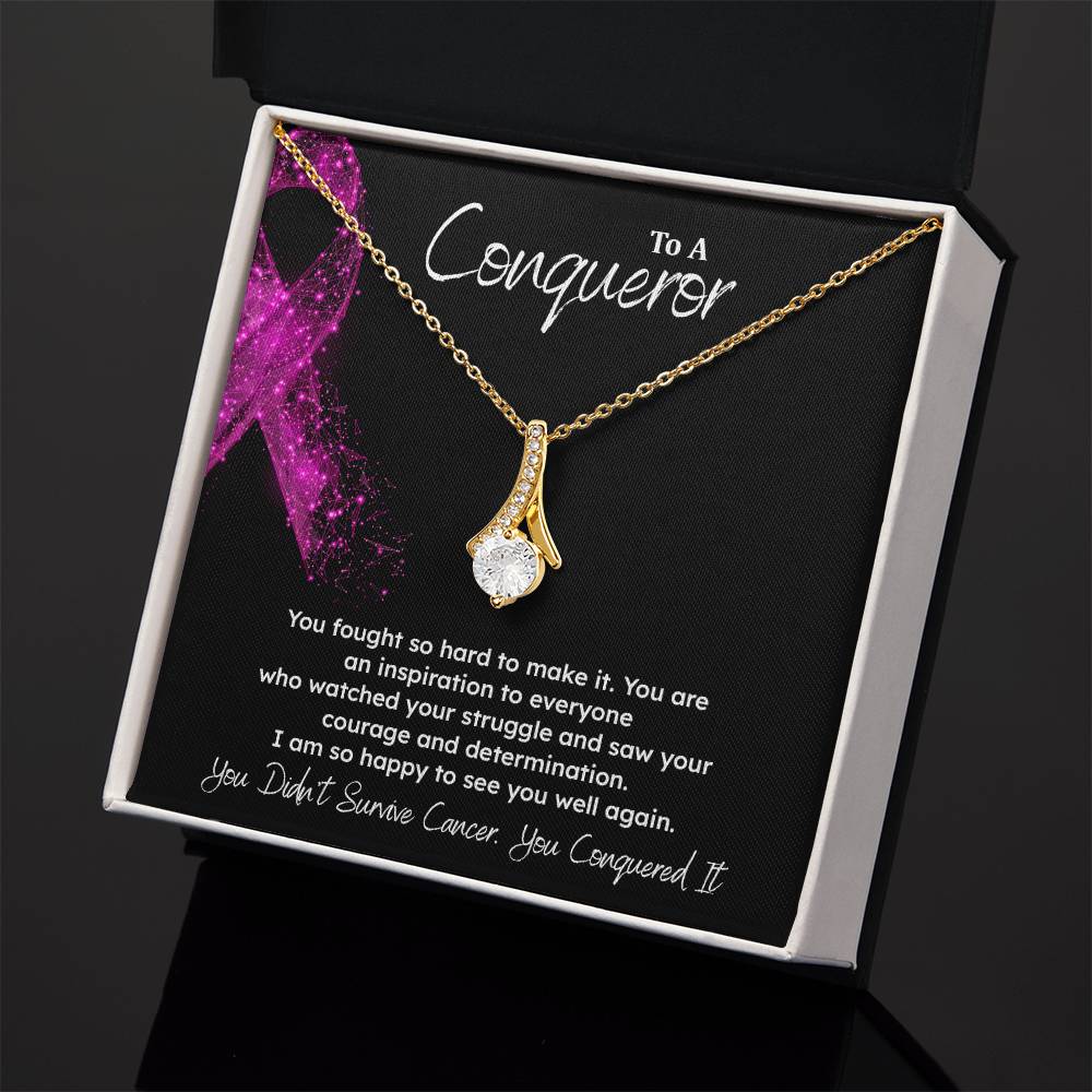 A Conqueror Fighting cancer jewelry Conqueror necklace Meaningful gift Supportive gift for cancer warriors You are strong necklace Braver necklace Stronger necklace Breast cancer necklace for soulmate Breast cancer necklace for soulmate