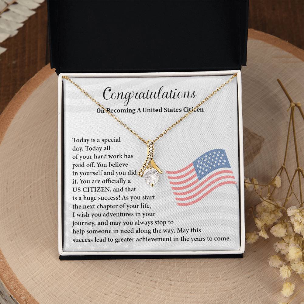 Congratulations Necklace For New U.s. Citizen Gift For New U.s. Patriot Necklace For New Journey As U.s. Citizen Gift For U.s. Citizenship Ceremony Necklace With Message Of Success Necklace For New Chapter In Life Gift For U.s. Patriot