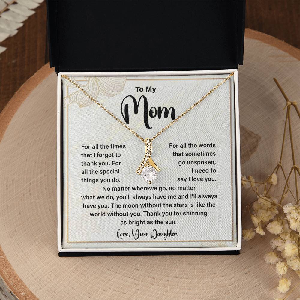 Daughter to Mom Necklace Gift with Message Card Box