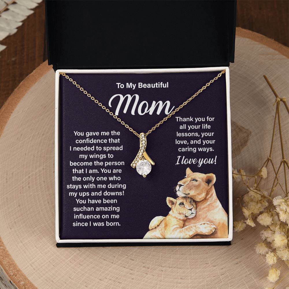 Mom Necklace Gift from Child – I Love You Message Card
