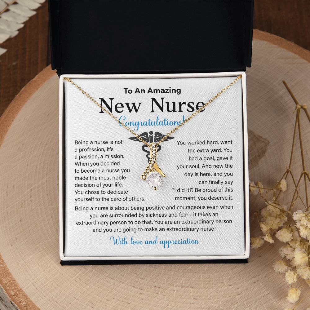 New Nurse Necklace Gift with Congratulations Card