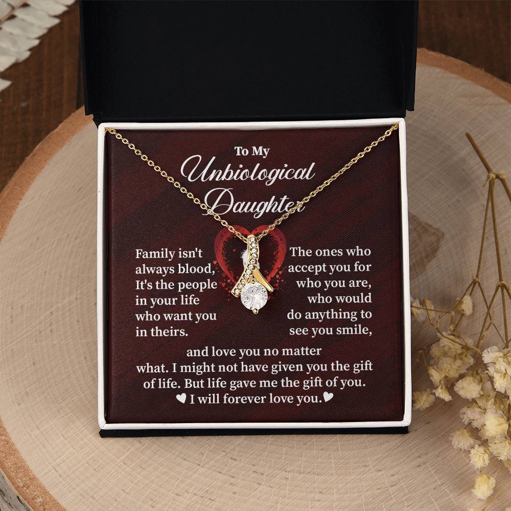 Unbiological Daughter Necklace Gift with Card