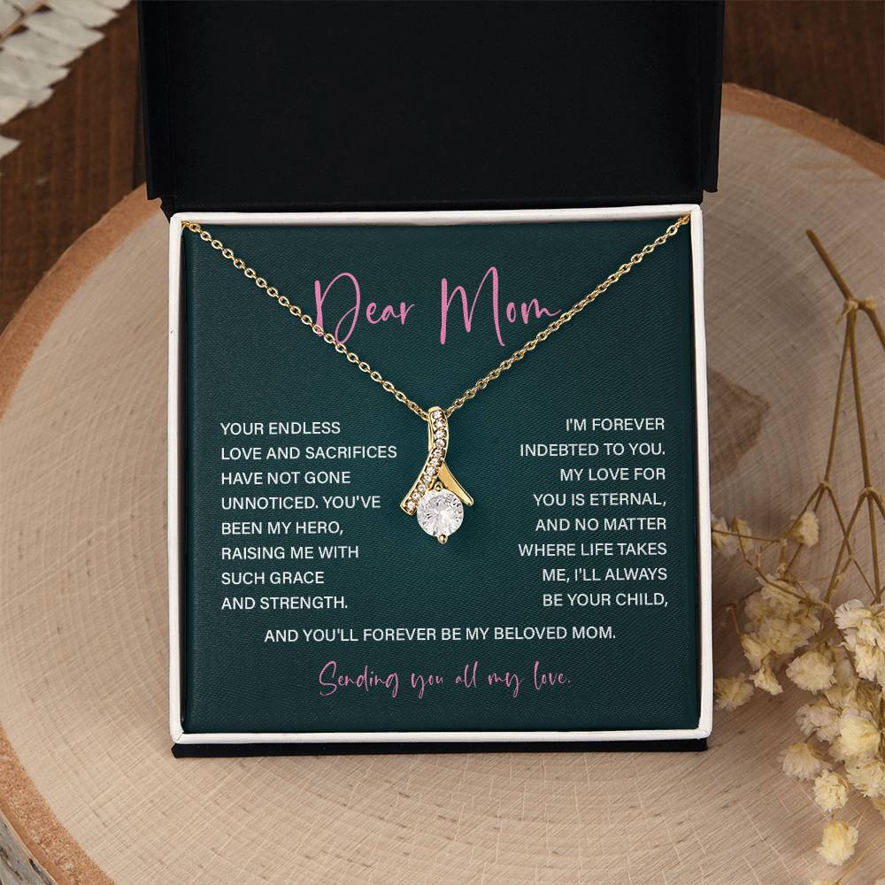 Dear Mom Mother’s Day Necklace For Mom Sentimental Birthday Gift Sentimental Anniversary Gift Christmas Jewelry Gift Best Thank You Gift  Special Necklace Jewelry Gift With Message Card