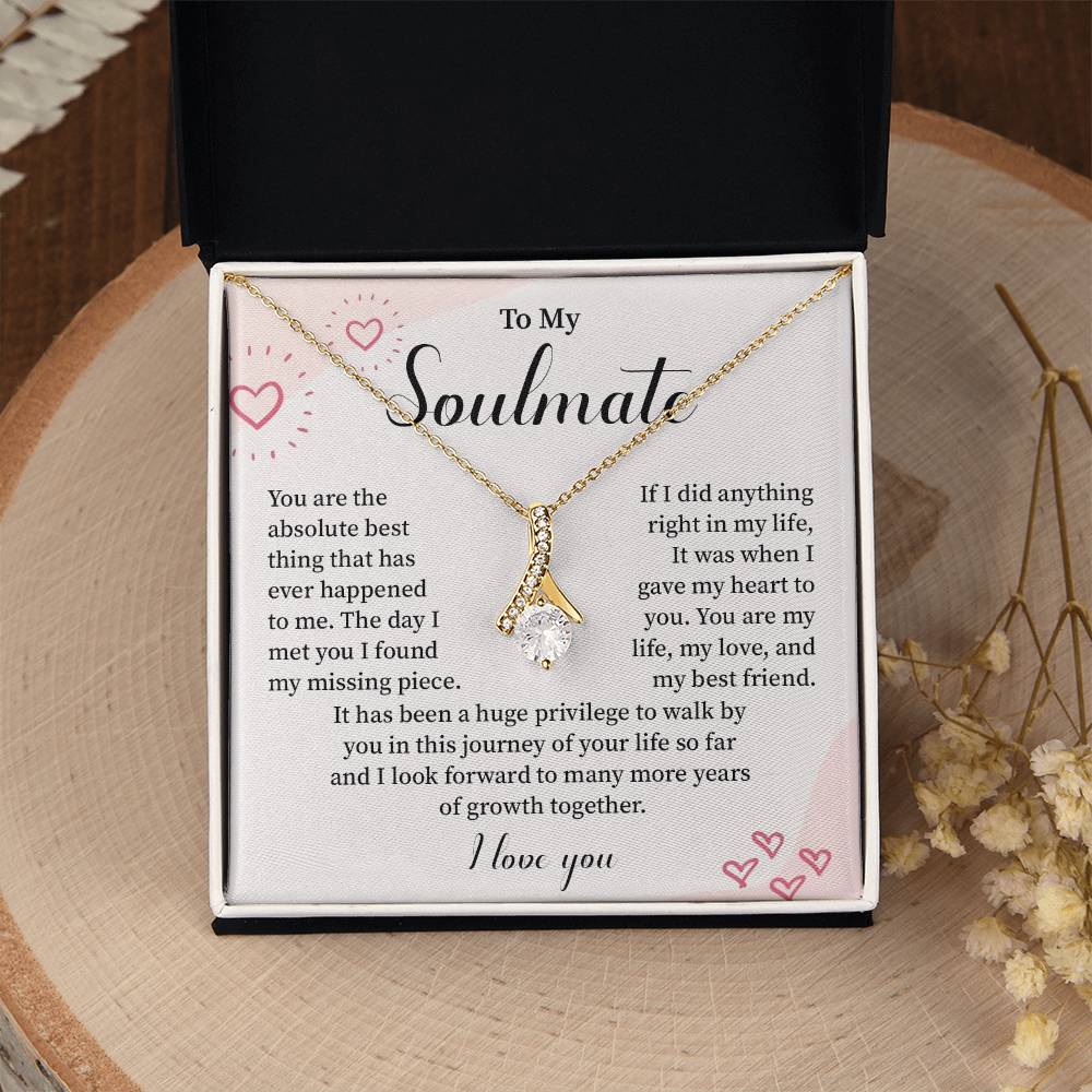 Romantic Soulmate Necklace for Her – Message Card Gift
