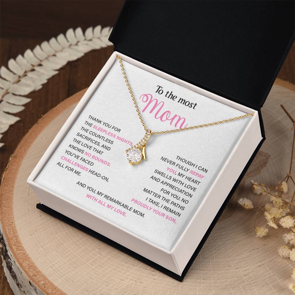 To The Most Mom Best Mother’s Day Jewelry Gift Birthday Necklace Gift Anniversary Necklace Gift Thoughtful Christmas Necklace Gift Appreciation Jewelry Gift Special Necklace Gift Special Pendant Necklace Gift Jewelry Gift With Message Card