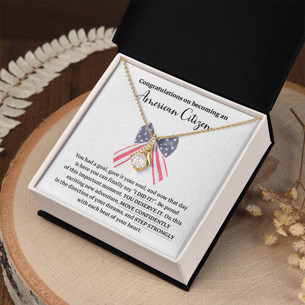 Congratulations Necklace For New American Citizen Necklace For New American Citizen Necklace With Citizenship Message  Gift For New American Adventure Necklace For U.s. Patriot Achievement Necklace For New U.s. Citizen Journey