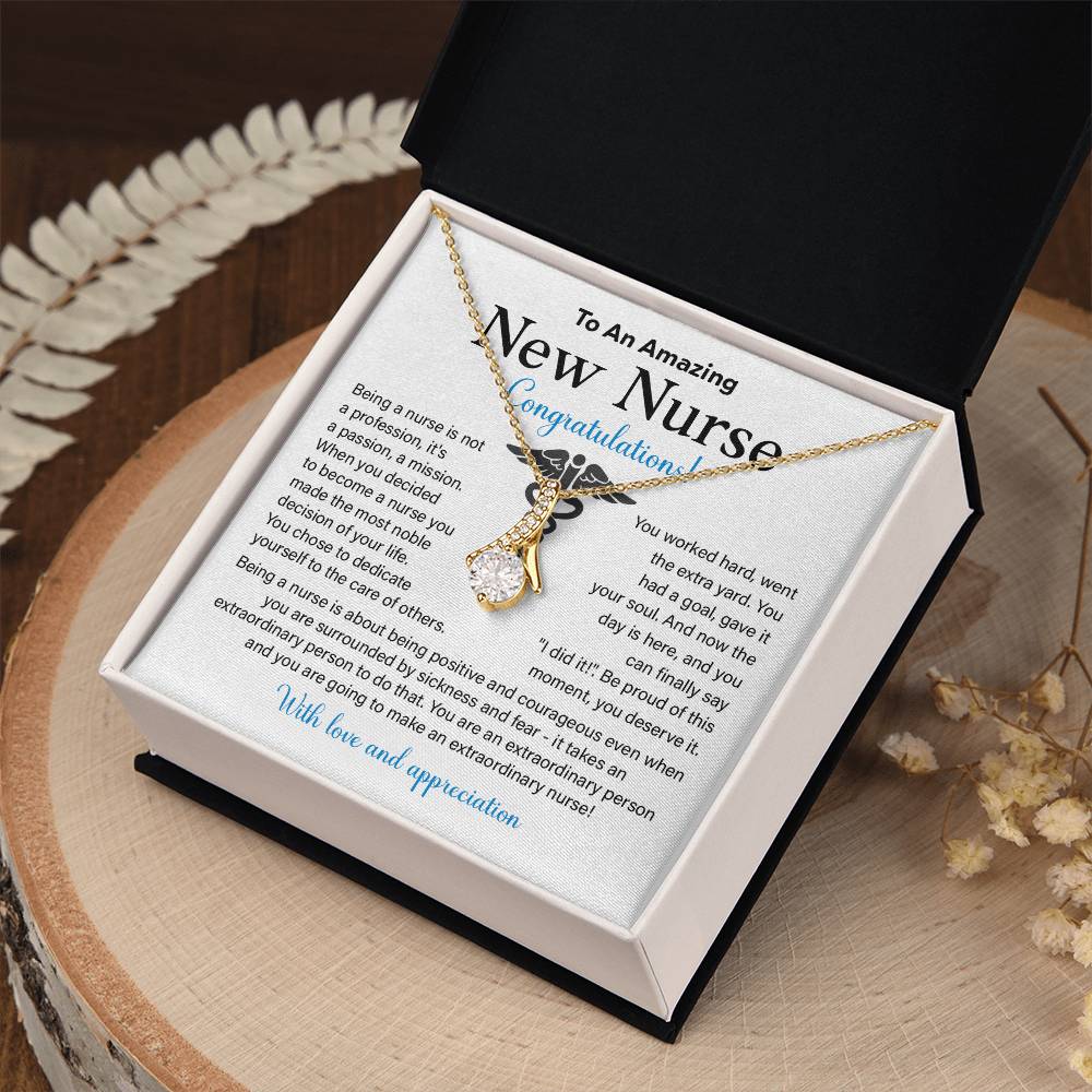 New Nurse Necklace Gift with Congratulations Card