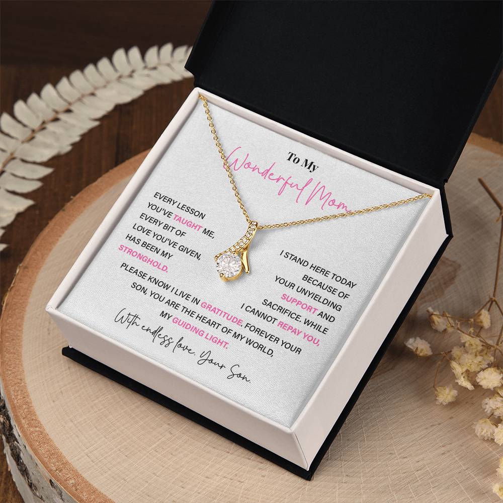 To My Wonderful Mom Thoughtful Birthday Necklace For Mom Best Mother’s Day Gift Christmas Necklace Heartfelt Anniversary Necklace Heartfelt Anniversary Necklace