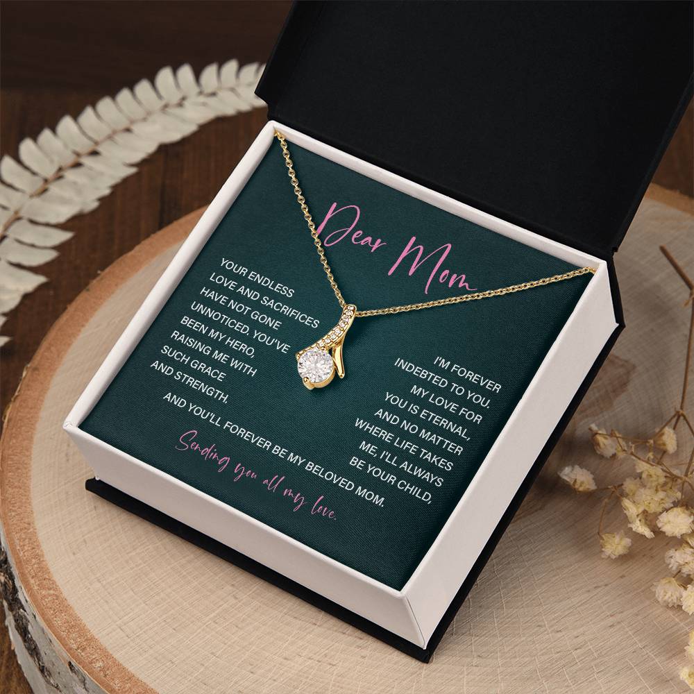 Dear Mom Mother’s Day Necklace For Mom Sentimental Birthday Gift Sentimental Anniversary Gift Christmas Jewelry Gift Best Thank You Gift  Special Necklace Jewelry Gift With Message Card