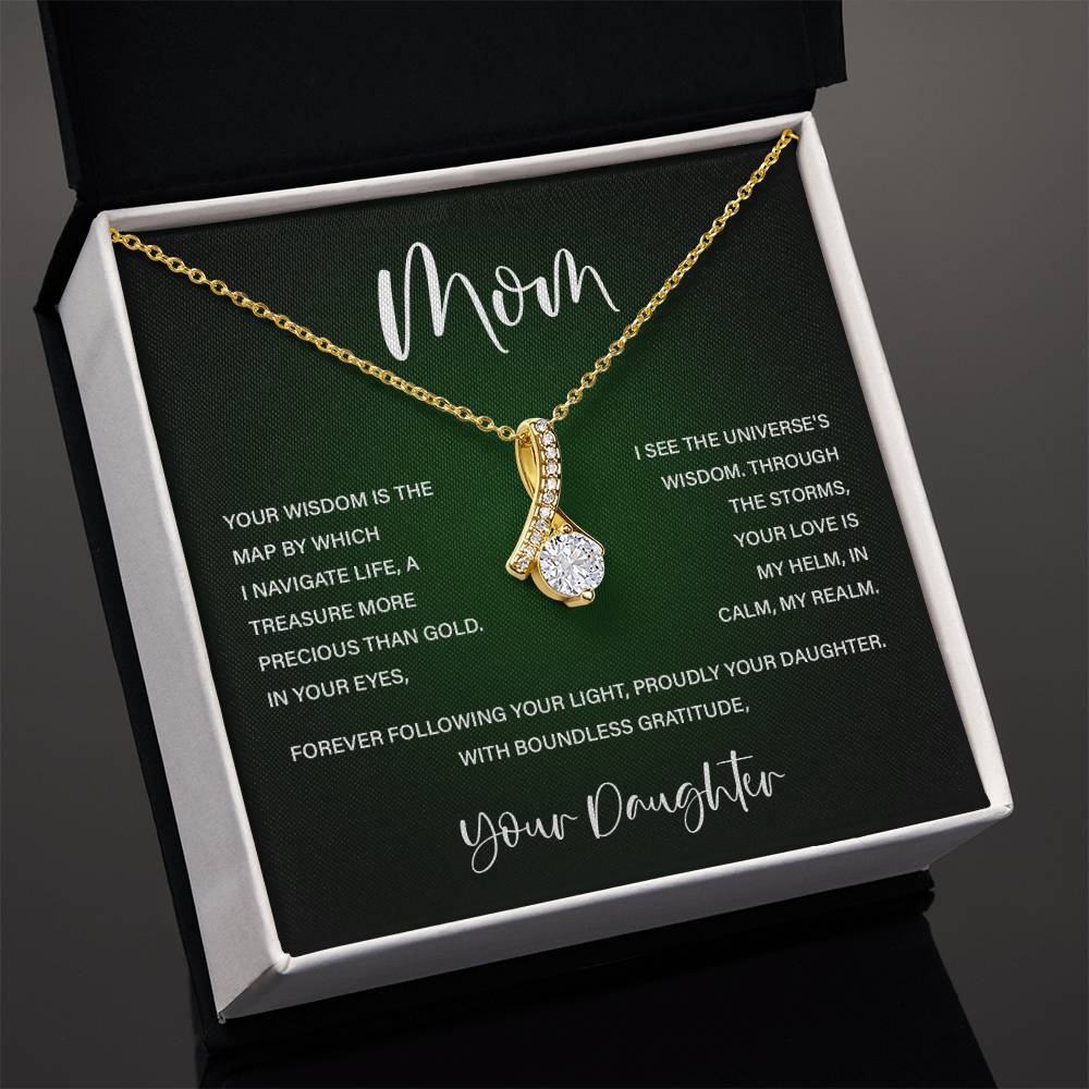 Mom Necklace from Daughter – Wisdom & Gratitude Gift with Message Card