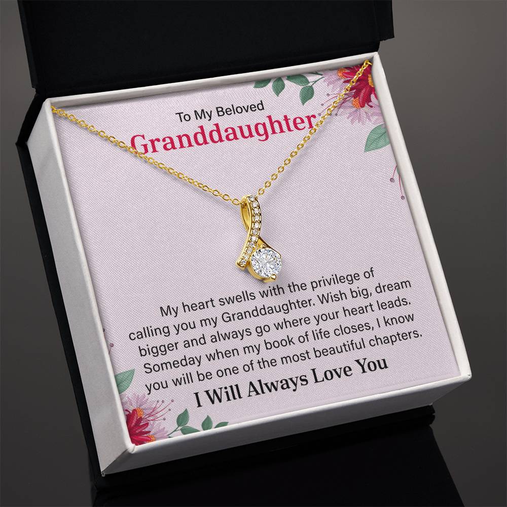 To My Granddaughter Necklace, Granddaughter Necklace Gifts From Grandma Grandmother or Grandpa Grandfather, I Will Always Love You.