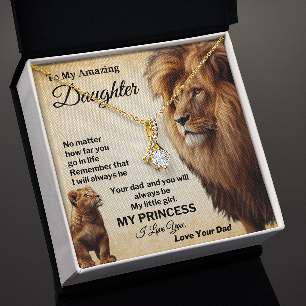 Lion Necklace for Daughter from Dad My Princess Card