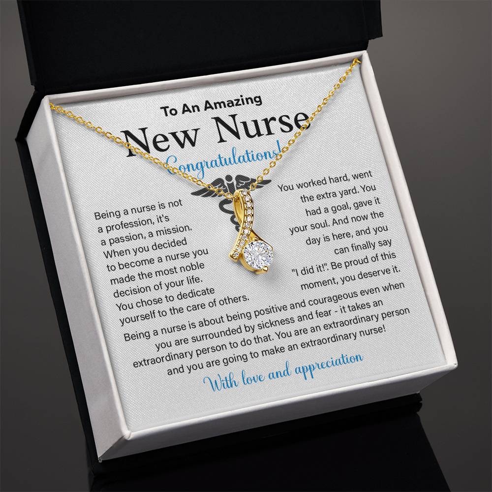 New Nurse Necklace Gift with Congratulations Card
