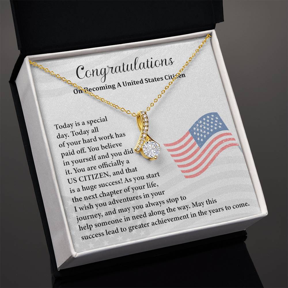 Congratulations Necklace For New U.s. Citizen Gift For New U.s. Patriot Necklace For New Journey As U.s. Citizen Gift For U.s. Citizenship Ceremony Necklace With Message Of Success Necklace For New Chapter In Life Gift For U.s. Patriot