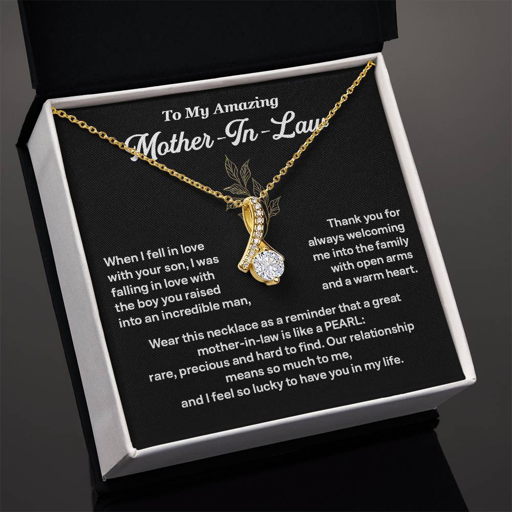 Mother-In-Law Pearl Necklace Gift from Bride with Heartfelt Message Box