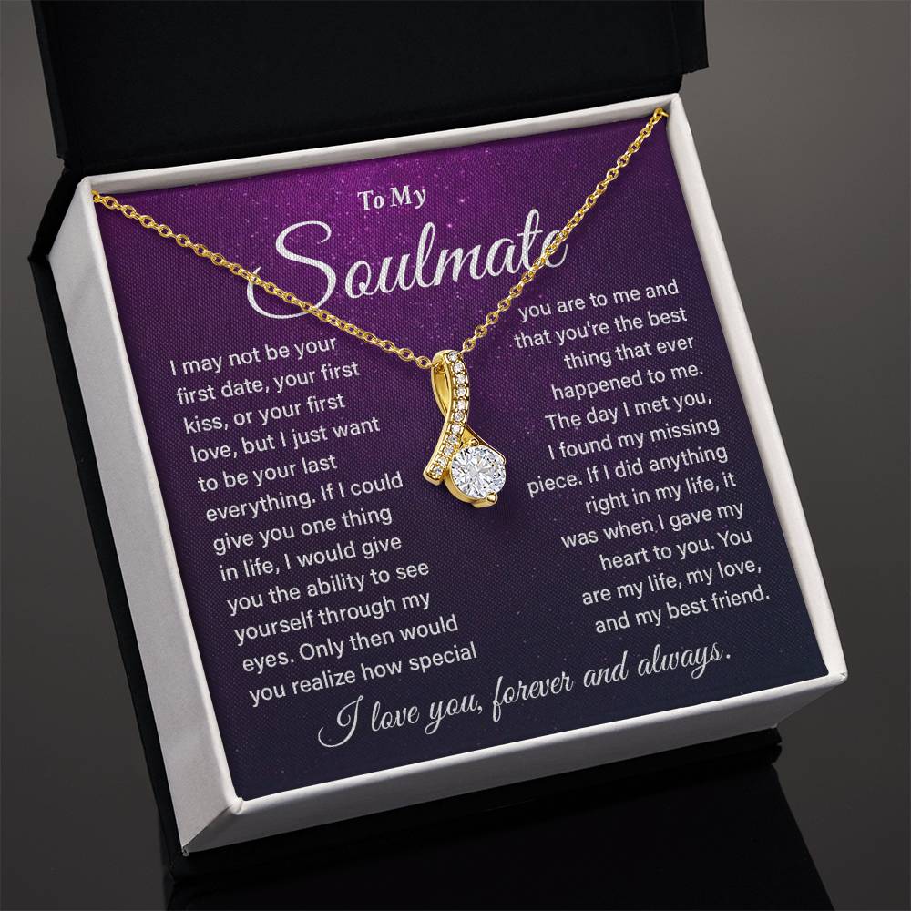 Soulmate Love Knot Necklace Purple Galaxy Message Card Gift