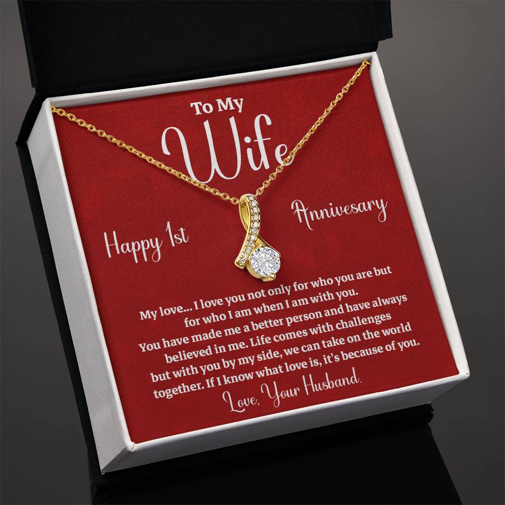 1st Anniversary Gift for Wife from Husband Necklace with Message Card