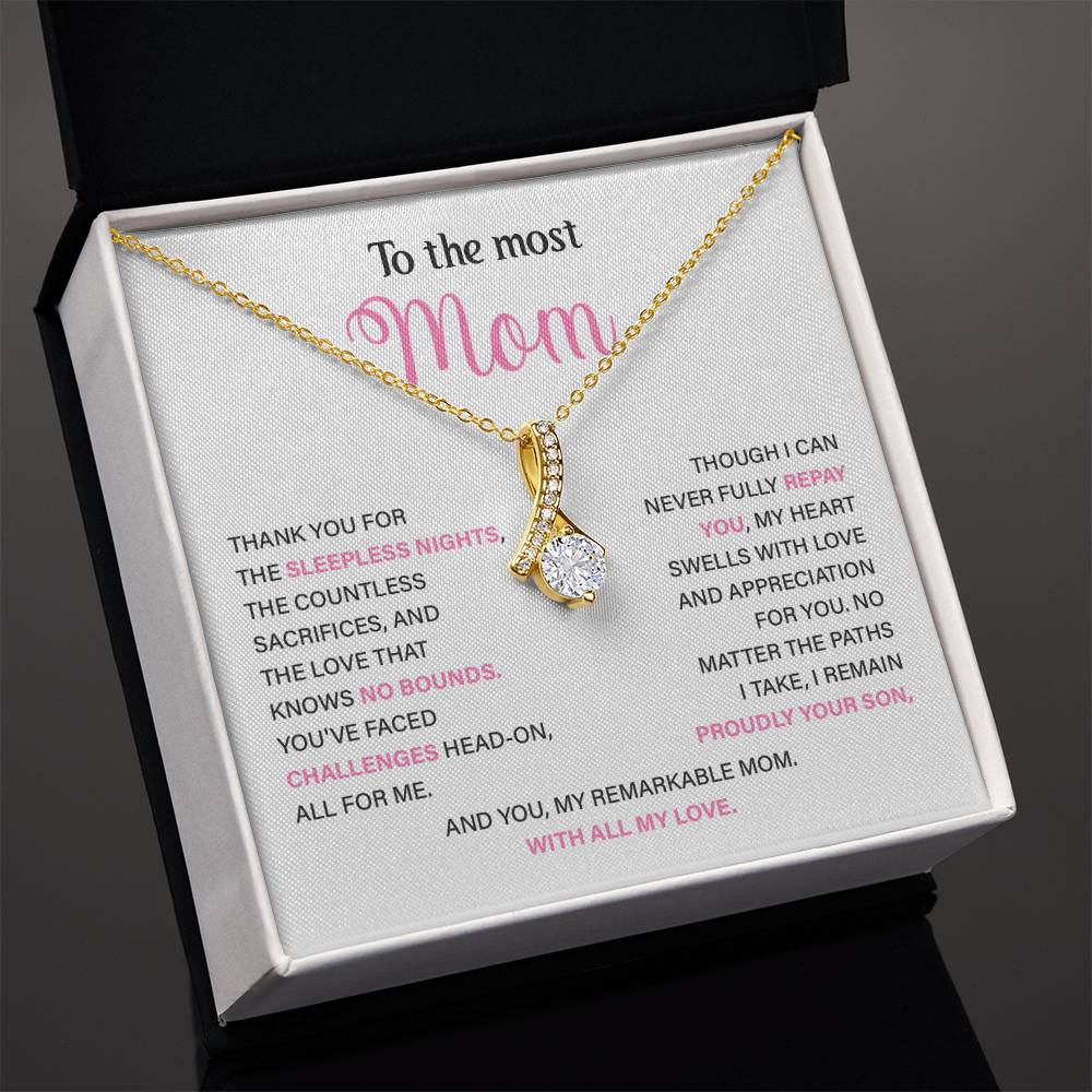 To The Most Mom Best Mother’s Day Jewelry Gift Birthday Necklace Gift Anniversary Necklace Gift Thoughtful Christmas Necklace Gift Appreciation Jewelry Gift Special Necklace Gift Special Pendant Necklace Gift Jewelry Gift With Message Card