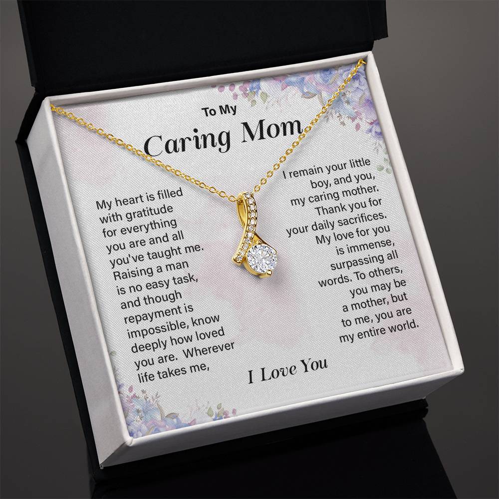 Mom Necklace Gift from Son with Appreciation Note