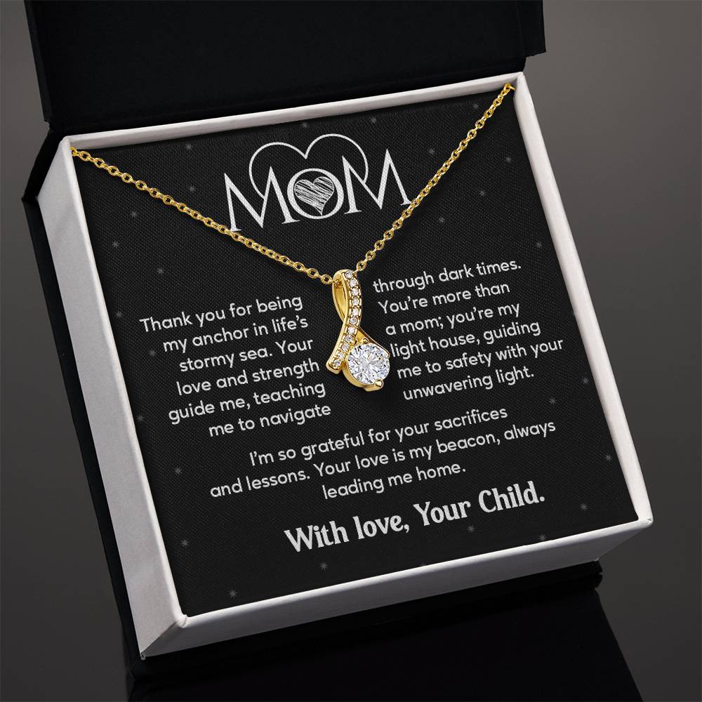 Mom Necklace Gift from Child with Message Card