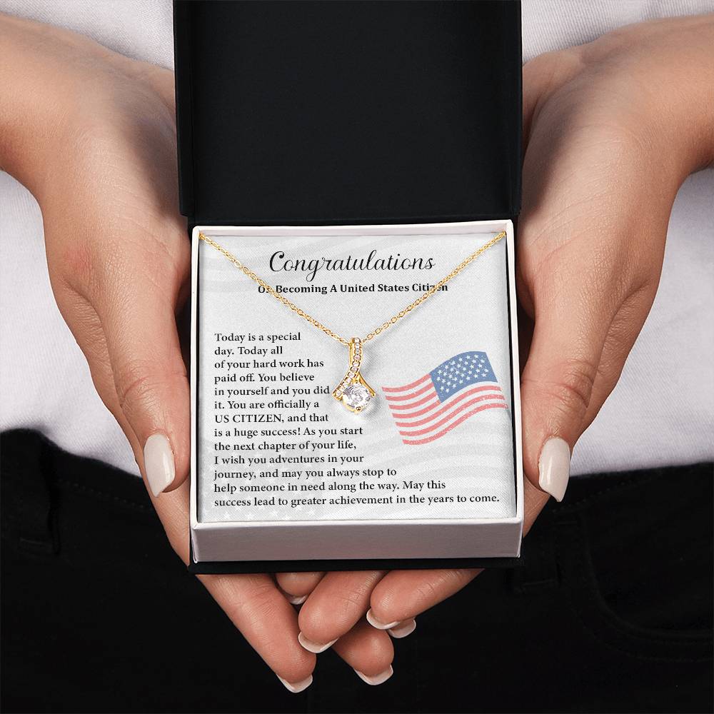 Congratulations Necklace For New U.s. Citizen Gift For New U.s. Patriot Necklace For New Journey As U.s. Citizen Gift For U.s. Citizenship Ceremony Necklace With Message Of Success Necklace For New Chapter In Life Gift For U.s. Patriot