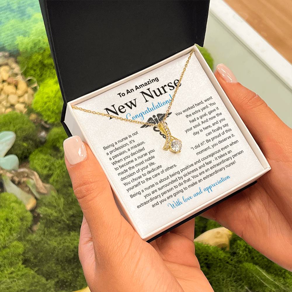 New Nurse Necklace Gift with Congratulations Card