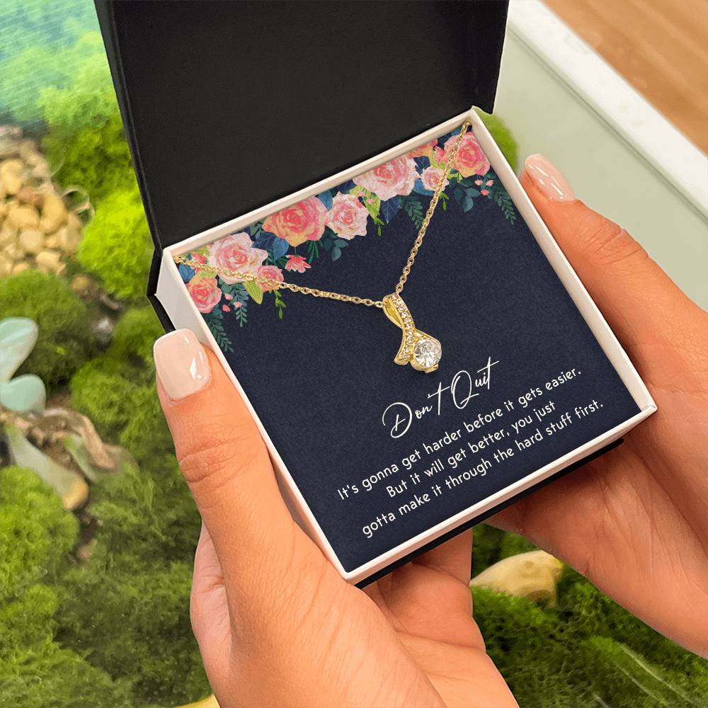 Don't Quit Meaningful Gift Don't Quit Necklace Supportive Gift You Are Strong Necklace Cancer Survivor Jewelry Stronger Necklace Braver Necklace Breast Cancer Necklace For Soulmate Motivational Jewelry Emotional Connection Necklace Never Give Up Necklace