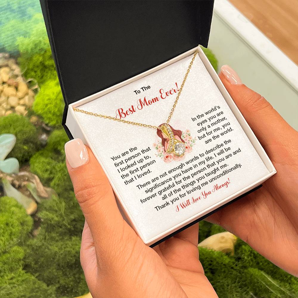 To The Best Mom Ever Heartfelt Necklace For Her Loving Jewelry For Mother's Day Sweet Pendant For Appreciation Thank You Gift For Love Sentimental Necklace Loving Pendant For A Special Connection Sentimental Pendant For A Wonderful Mom