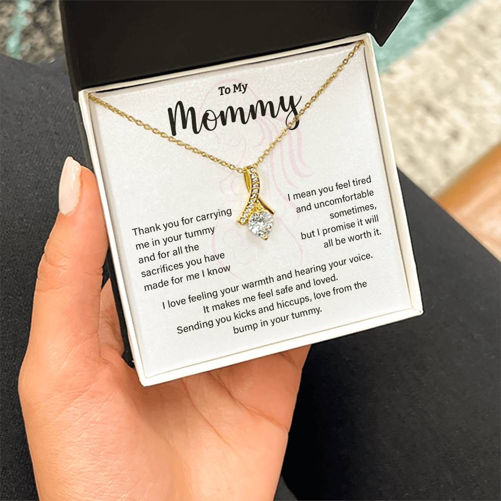 To My Mommy Necklace – Baby Bump Gift with Card