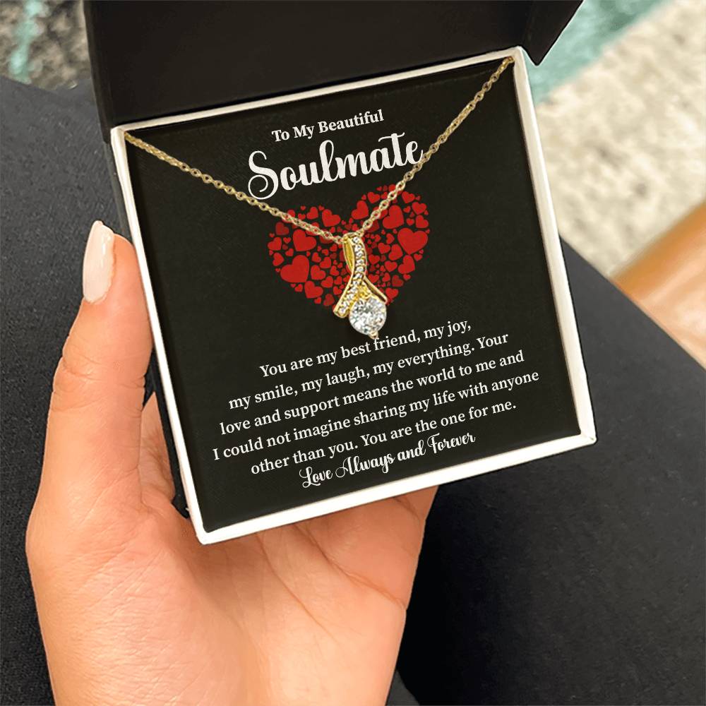 Soulmate Necklace Gift for Her with Love Note Card