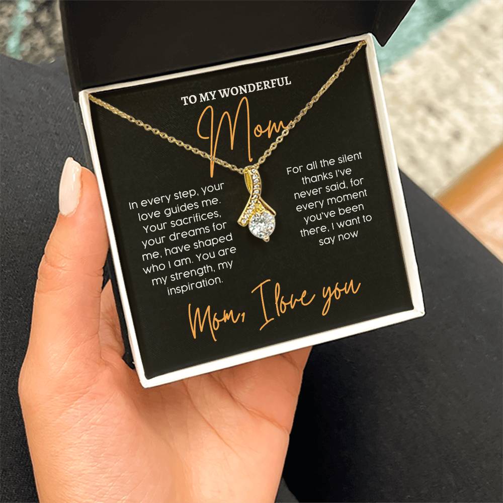 To My Wonderful Mom, Unique Mother’s Day Love Necklace Unique Engraved Mother's Day Pendant Unique Mother's Day Love Message Pendant Dreams For Me Necklace Appreciation Necklace Gift Gratitude Jewelry