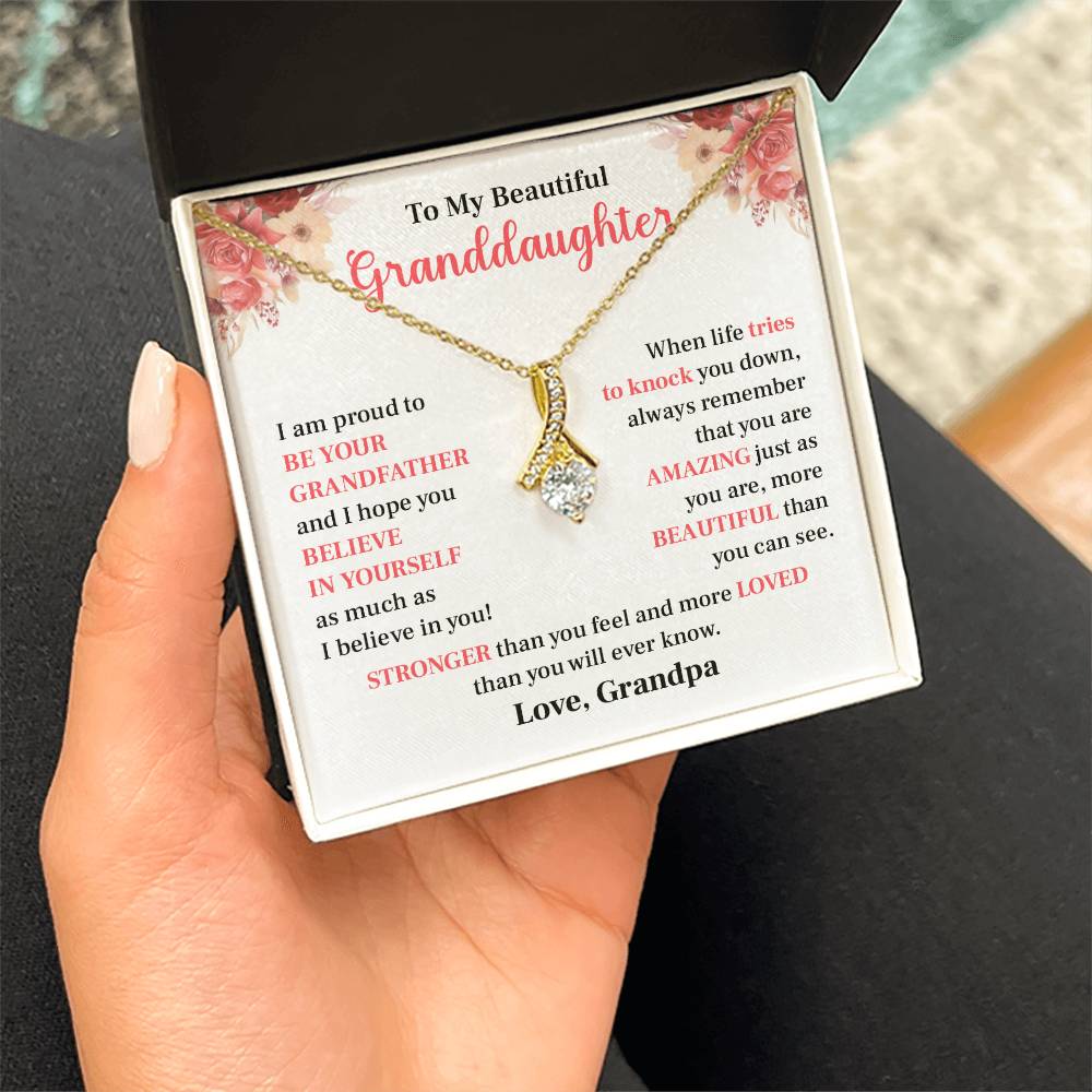 Grandpa to Granddaughter Necklace – You Are Loved & Strong