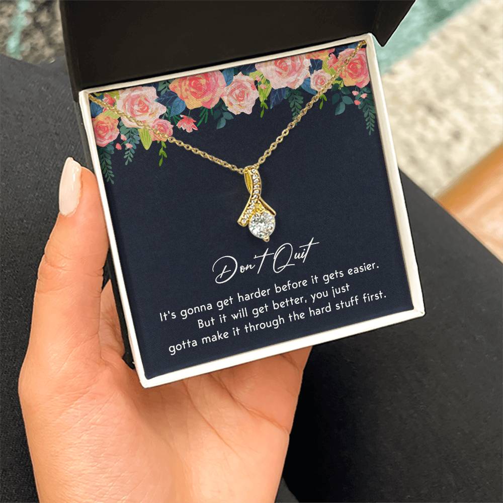 Don't Quit Meaningful Gift Don't Quit Necklace Supportive Gift You Are Strong Necklace Cancer Survivor Jewelry Stronger Necklace Braver Necklace Breast Cancer Necklace For Soulmate Motivational Jewelry Emotional Connection Necklace Never Give Up Necklace