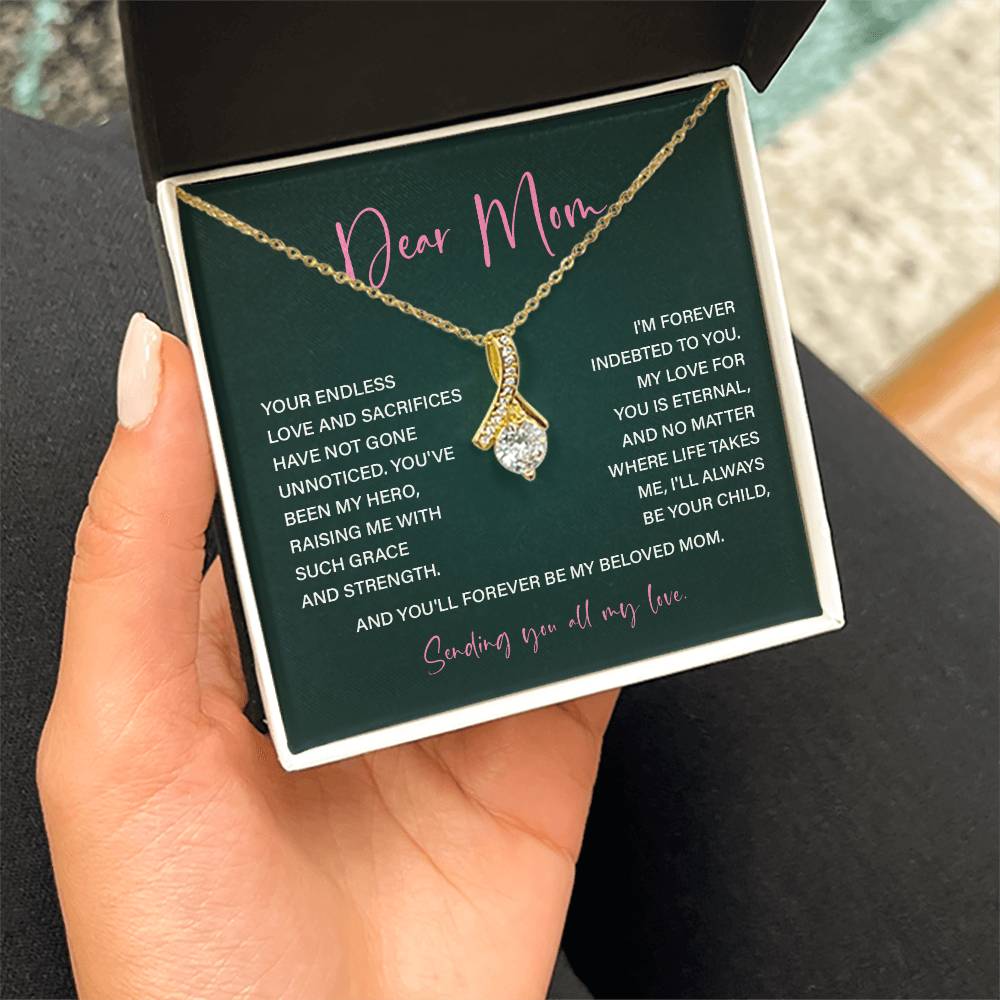 Dear Mom Mother’s Day Necklace For Mom Sentimental Birthday Gift Sentimental Anniversary Gift Christmas Jewelry Gift Best Thank You Gift  Special Necklace Jewelry Gift With Message Card