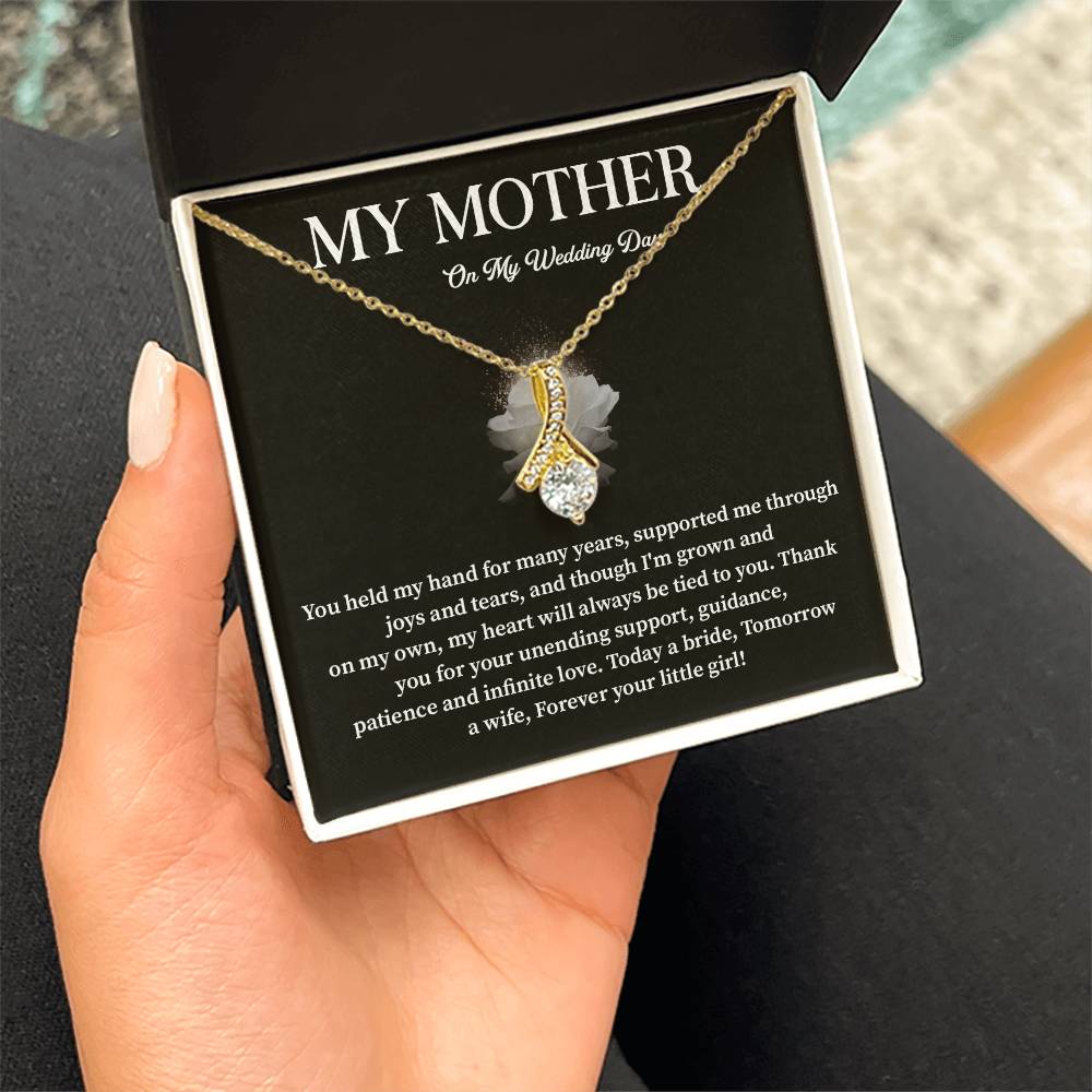 Wedding Day Gift for Mom from Bride – Heartfelt Necklace with Message Card