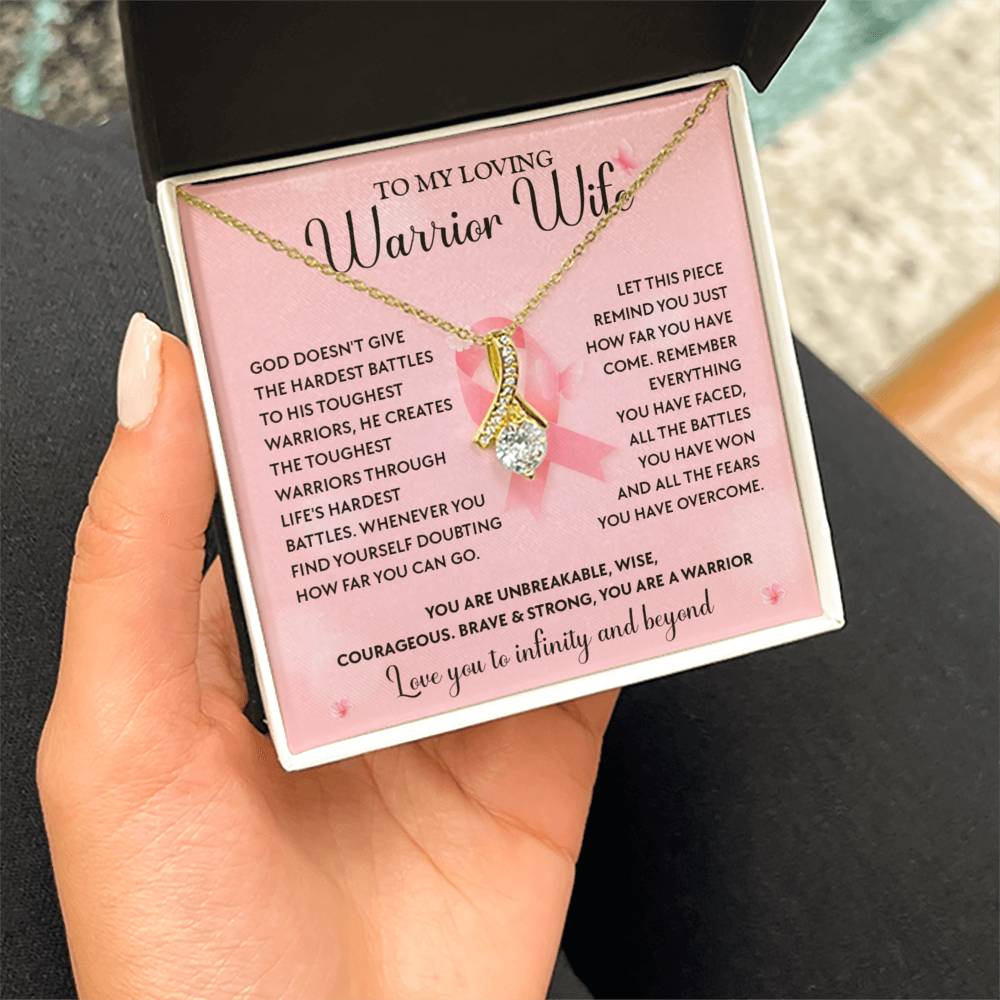 Breast Cancer Warrior Wife Necklace With Message Card