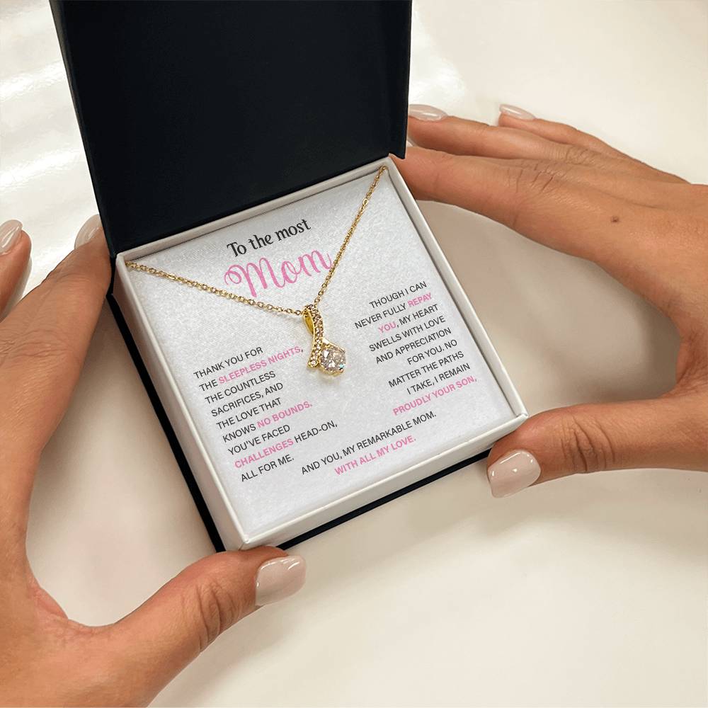 To The Most Mom Best Mother’s Day Jewelry Gift Birthday Necklace Gift Anniversary Necklace Gift Thoughtful Christmas Necklace Gift Appreciation Jewelry Gift Special Necklace Gift Special Pendant Necklace Gift Jewelry Gift With Message Card