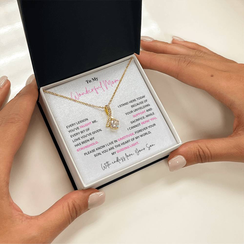 To My Wonderful Mom Thoughtful Birthday Necklace For Mom Best Mother’s Day Gift Christmas Necklace Heartfelt Anniversary Necklace Heartfelt Anniversary Necklace