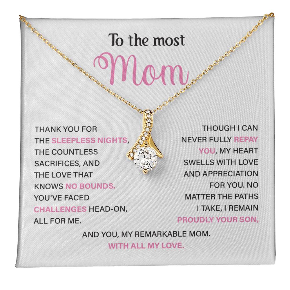 To The Most Mom Best Mother’s Day Jewelry Gift Birthday Necklace Gift Anniversary Necklace Gift Thoughtful Christmas Necklace Gift Appreciation Jewelry Gift Special Necklace Gift Special Pendant Necklace Gift Jewelry Gift With Message Card