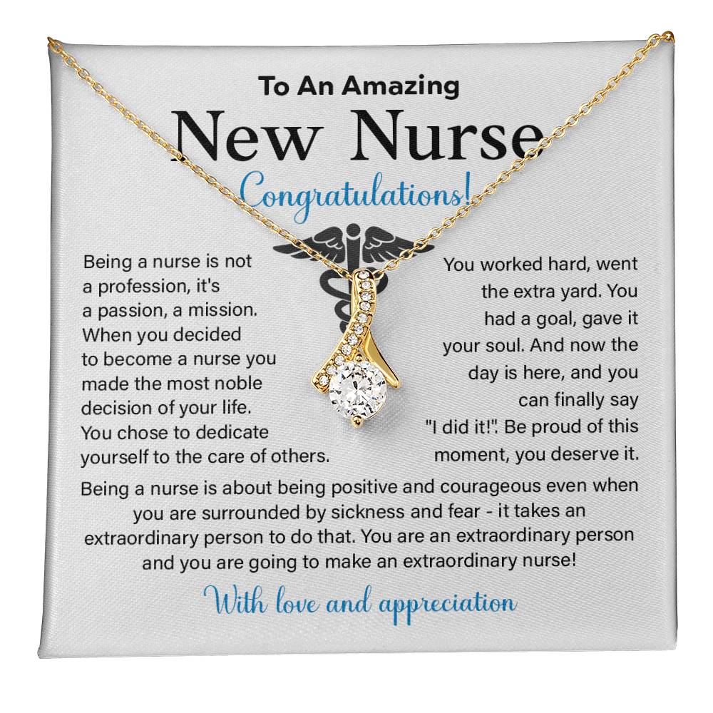 New Nurse Necklace Gift with Congratulations Card