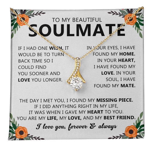 Soulmate Drop Pendant Necklace with Love Card
