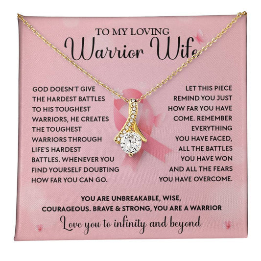 Breast Cancer Warrior Wife Necklace With Message Card