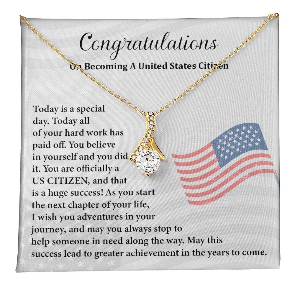 United States Citizenship Gift Necklace With Message Card