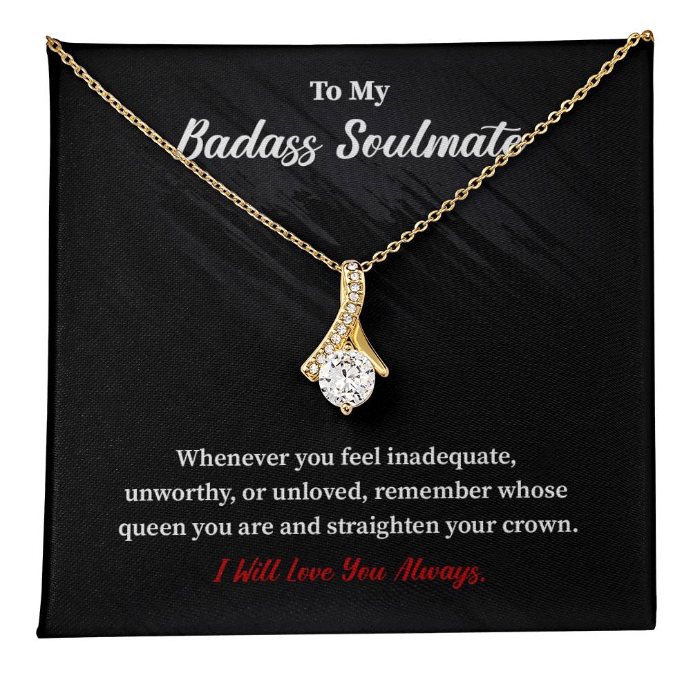 Soulmate Necklace Gift for Her with Bold Message Card