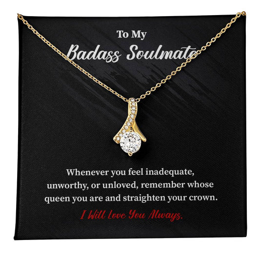 Soulmate Necklace Gift for Her with Bold Message Card