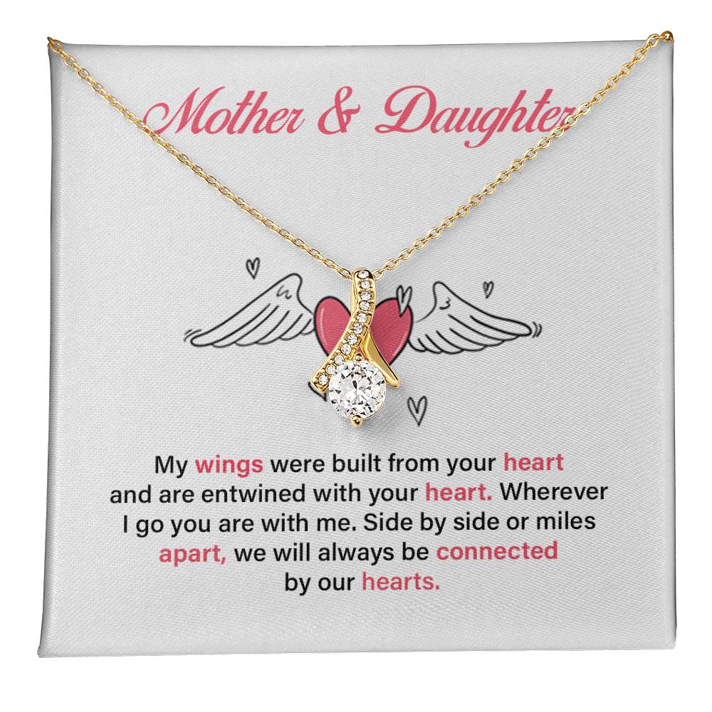 Mother Daughter Heart Necklace with Message Card